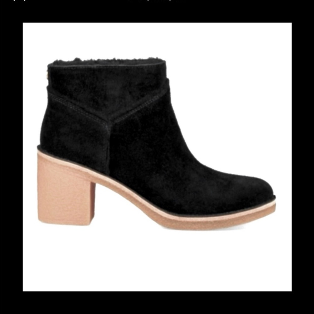 UGG Women's Kasen Suede Booties Black Block Heel Size 5.5